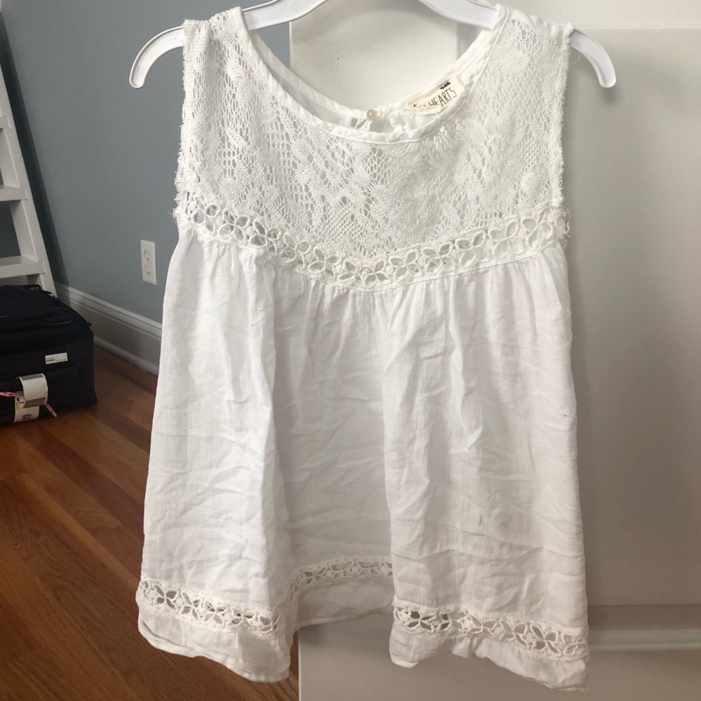 LA Hearts White Crochet Tank With Open Back